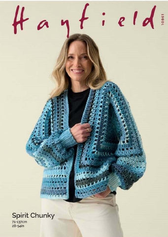 Hayfield Spirit Chunky Pattern 10861 - Crochet Cardigan