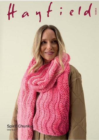 Hayfield Spirit Chunky Pattern 10863 - Wavy Crochet Scarf