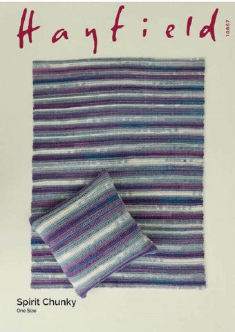 Hayfield Spirit Chunky Pattern 10867 - Crochet Blanket Set