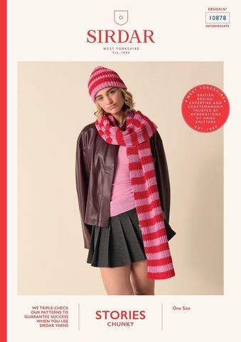 Sirdar Stories Chunky Pattern 10878 - Preppy Scarf Set