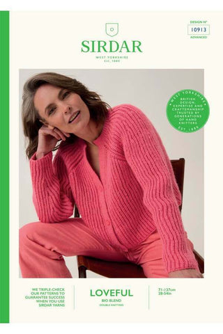 Sirdar Loveful Bio Blend DK Pattern 10913 - Root System Rib Cardigan