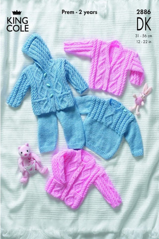 King Cole DK Pattern 2886 - Sweater, Jacket, Trousers & Cardigan