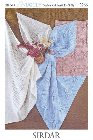 Sirdar Snuggly DK/4ply/3ply Pattern 3266 - Blankets & Shawl