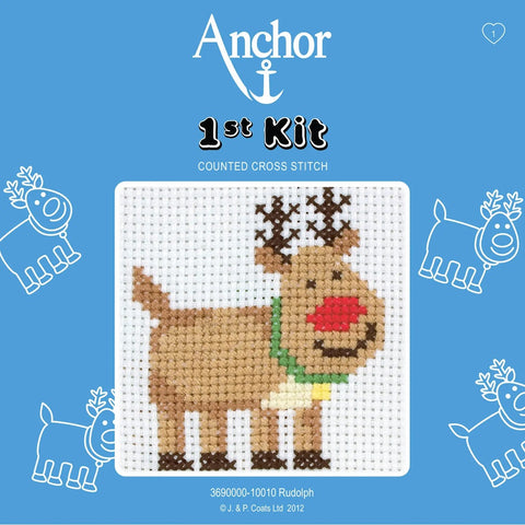 Anchor 1st Counted Cross Stitch Kit – Rudolph