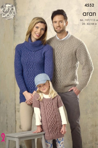 King Cole Fashion Aran Pattern 4552 - Sweater & Tunics
