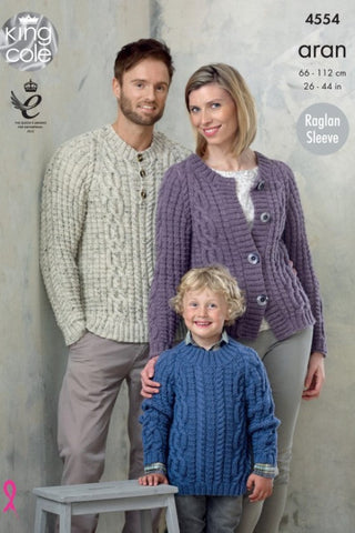 King Cole Fashion Aran Pattern 4554 - Sweaters & Cardigan