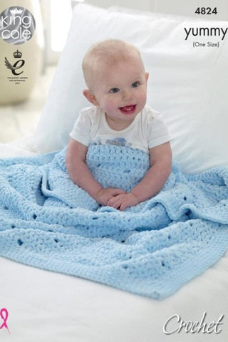 King Cole Yummy Pattern 4824 - Crochet Blankets