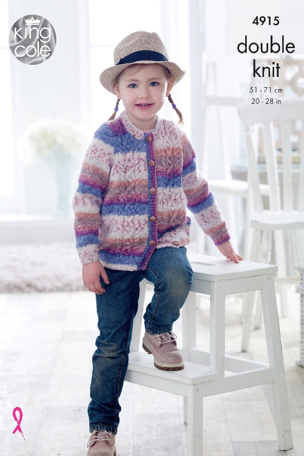 King Cole Childs Sweater & Cardigan Knitting Pattern 4915 - Double Knit King Cole Childs Sweater & Cardigan Knitting Pattern 4915 - Double Knit