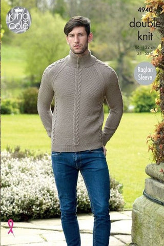 King Cole Luxury Merino DK Pattern 4940 - Cable Panel Sweaters