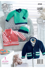 King Cole Comfort Aran Pattern 4948 - Jackets, Hat & Sweater