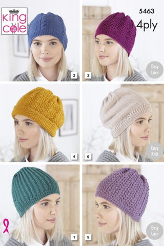 King Cole Merino Blend 4 Ply Pattern 5463 - Hats