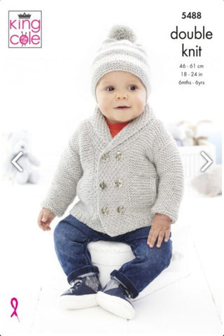 King Cole Cotton Top DK Pattern 5488 - Jacket, Sweater & Hats