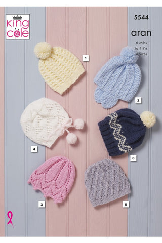 King Cole Comfort Aran Pattern 5544 - Hats