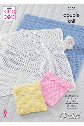 King Cole Comfort DK Pattern 5564 - Crochet Baby Blankets