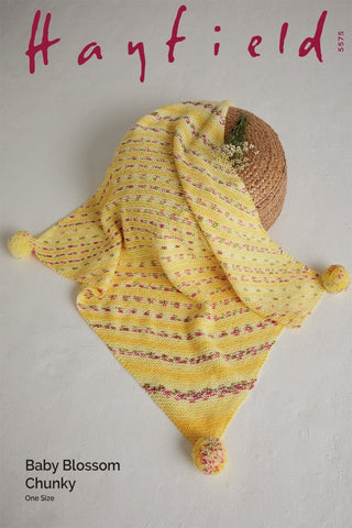 Hayfield Baby Blossom Chunky Pattern 5575 - Petal Pom Pom Blanket