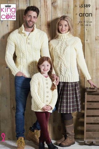 King Cole Fashion Aran Pattern 5589 - Sweaters & Cardigan