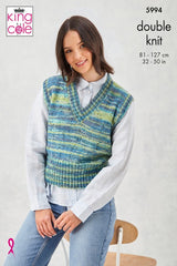 King Cole Homespun Prism DK Pattern 5994 - Ladies Round & V Neck Tanks