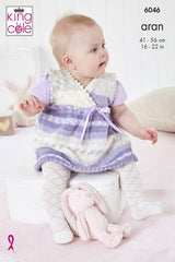 King Cole Cosy Love Aran Pattern 6046 - Pinafore Dress, Cardigan, Hat & Slipper Socks