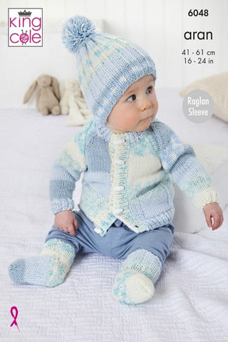 King Cole Cosy Love Aran Pattern 6048 - Jacket, Coat, Hat & Socks