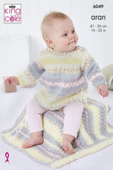 King Cole Cosy Love Aran Pattern 6049 - Dress, Jacket, Hat & Blanket