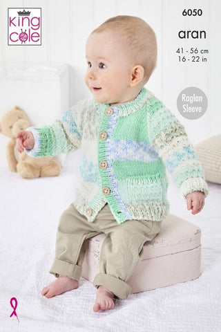 King Cole Cosy Love Aran Pattern 6050 - Sweater, Jacket & Hat