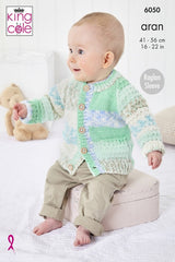 King Cole Cosy Love Aran Pattern 6050 - Sweater, Jacket & Hat