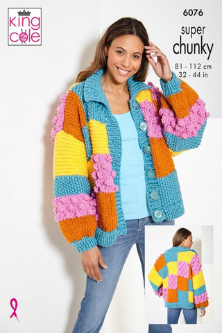King Cole Big Value Super Chunky Pattern 6076 - Cardigan, Sweater & Hat