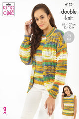 King Cole Tropical Beaches DK Pattern 6123 - Sweater, Cardigan & Tank Top