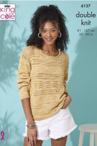King Cole Linendale Reflections DK Pattern 6127 - Sweater & Top