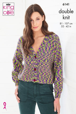 King Cole Jitterbug DK Pattern 6141 - Cardigan & Sweater