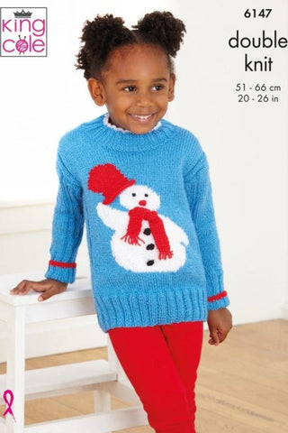 King Cole Glitz DK Pattern 6147 - Snowman Sweaters