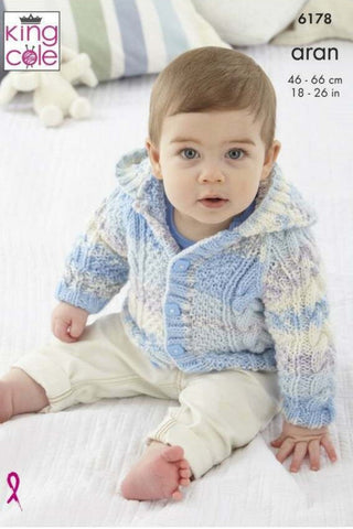 King Cole Cosy Love Aran Pattern 6178 - Cardigans & Hat