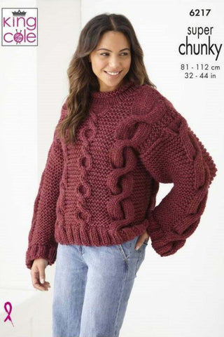 King Cole Big Value Super Chunky Pattern 6217 - Sweater & Cardigan