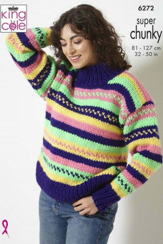 King Cole Big Value Super Chunky Pattern 6272 - Sweater & Cardigan
