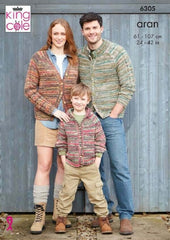 King Cole Homespun Prism Aran Pattern 6305 - Family Cardigans
