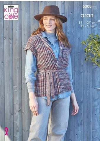 King Cole Homespun Prism Aran Pattern 6308 - Jacket & Gilet
