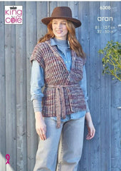 King Cole Homespun Prism Aran Pattern 6308 - Jacket & Gilet