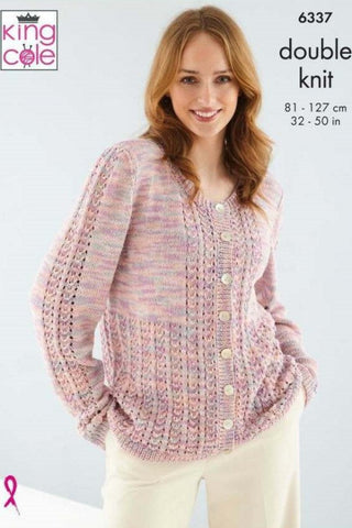 King Cole Linendale Reflections DK Pattern 6337 - Cardigan & Waistcoat