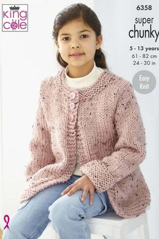 King Cole Big Value Super Chunky Tweed Pattern 6358 - Sweater & Coatigan