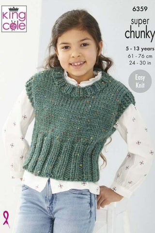 King Cole Big Value Super Chunky Tweed Pattern 6359 - Overtop & Vest