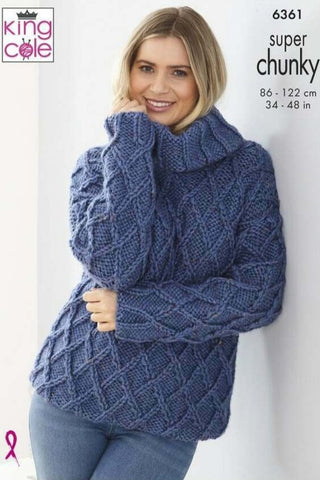 King Cole Big Value Super Chunky Tweed Pattern 6361 - Sweater & Cardigan