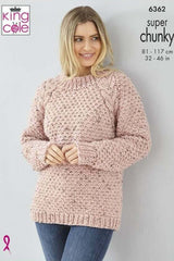King Cole Big Value Super Chunky Tweed Pattern 6362 - Sweater & Cardigan
