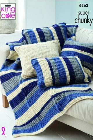 King Cole Big Value Super Chunky Tweed Pattern 6363 - Throw & Cushion Covers