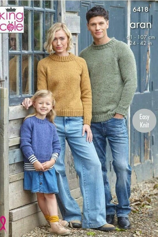 King Cole Homespun Aran Pattern 6418 - Sweaters