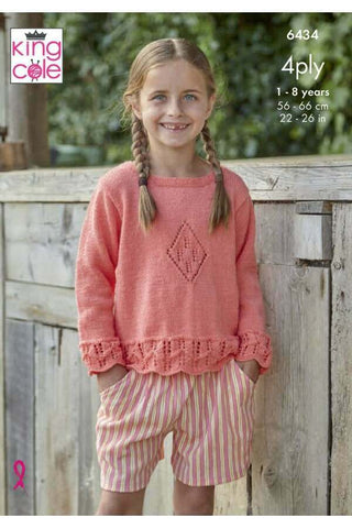 King Cole Cherished Baby 4ply Pattern 6434 - Cardigan & Top