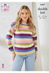 King Cole Luxury Merino DK Pattern 6437 - Sweater & Cardigan