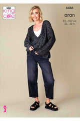 King Cole Firefly Aran Pattern 6446 - Sweater & Cardigan