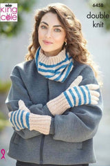 King Cole Eternity DK Pattern 6458 - Scarf, Hat, Cowl & Gloves