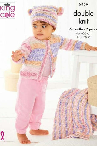 King Cole Fjord Baby DK Pattern 6459 - Jacket, Hat & Blanket