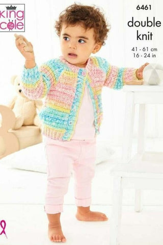 King Cole Fjord Baby DK Pattern 6461 - Sweater, Cardigan & Hat